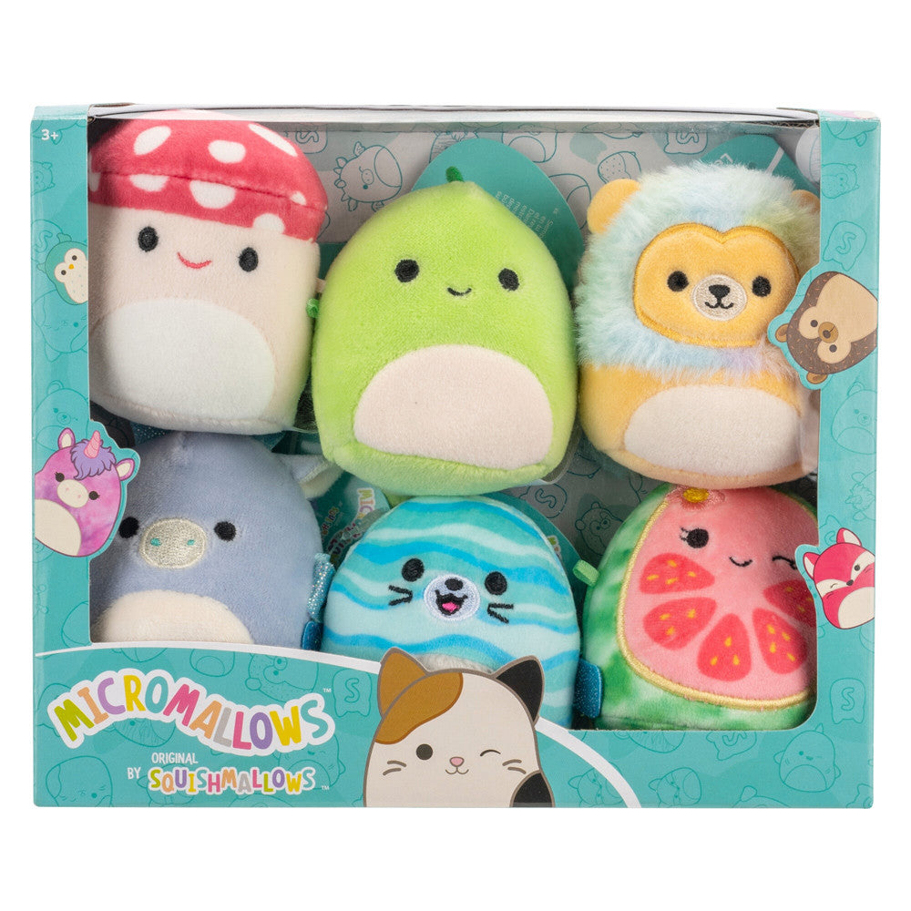 Squishmallows Original Micromallows 6-Pack (Cortez Caterpillar, Dane Dragon, Floyd French Fries, Lena Guava Fruit, Leonard Lion, Noah Seal)