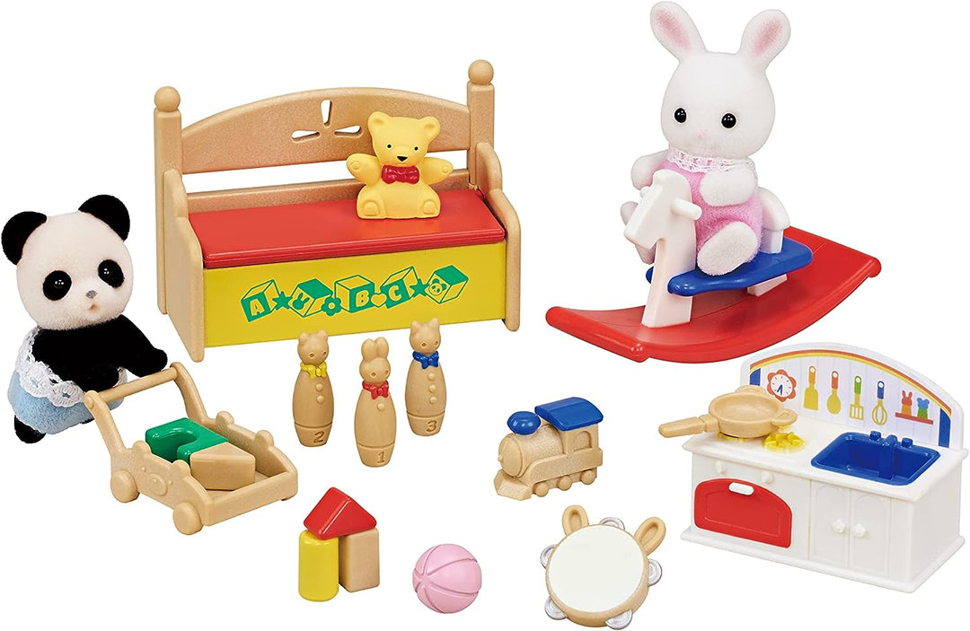 Sylvanian Families Baby's Toy Box: Snow Rabbit & Panda Babies