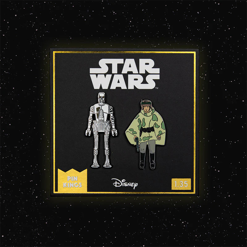 Official Pin Kings Star Wars Enamel Pin Badge Set 8D8 and Princess Leia Organa (in Combat Poncho)