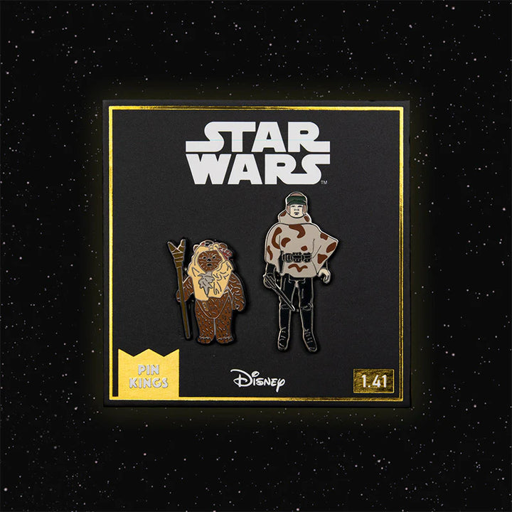 Official Pin Kings Star Wars Enamel Pin Badge Set Paploo and Luke Skywalker (in Battle Poncho)