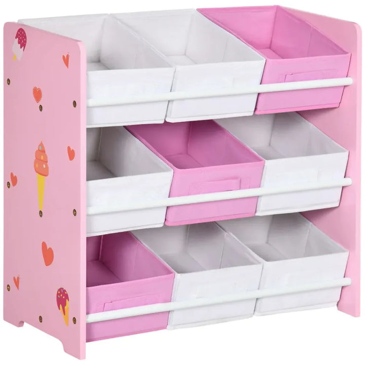 Pink Kids Storage Unit with 9 Removable Storage Baskets