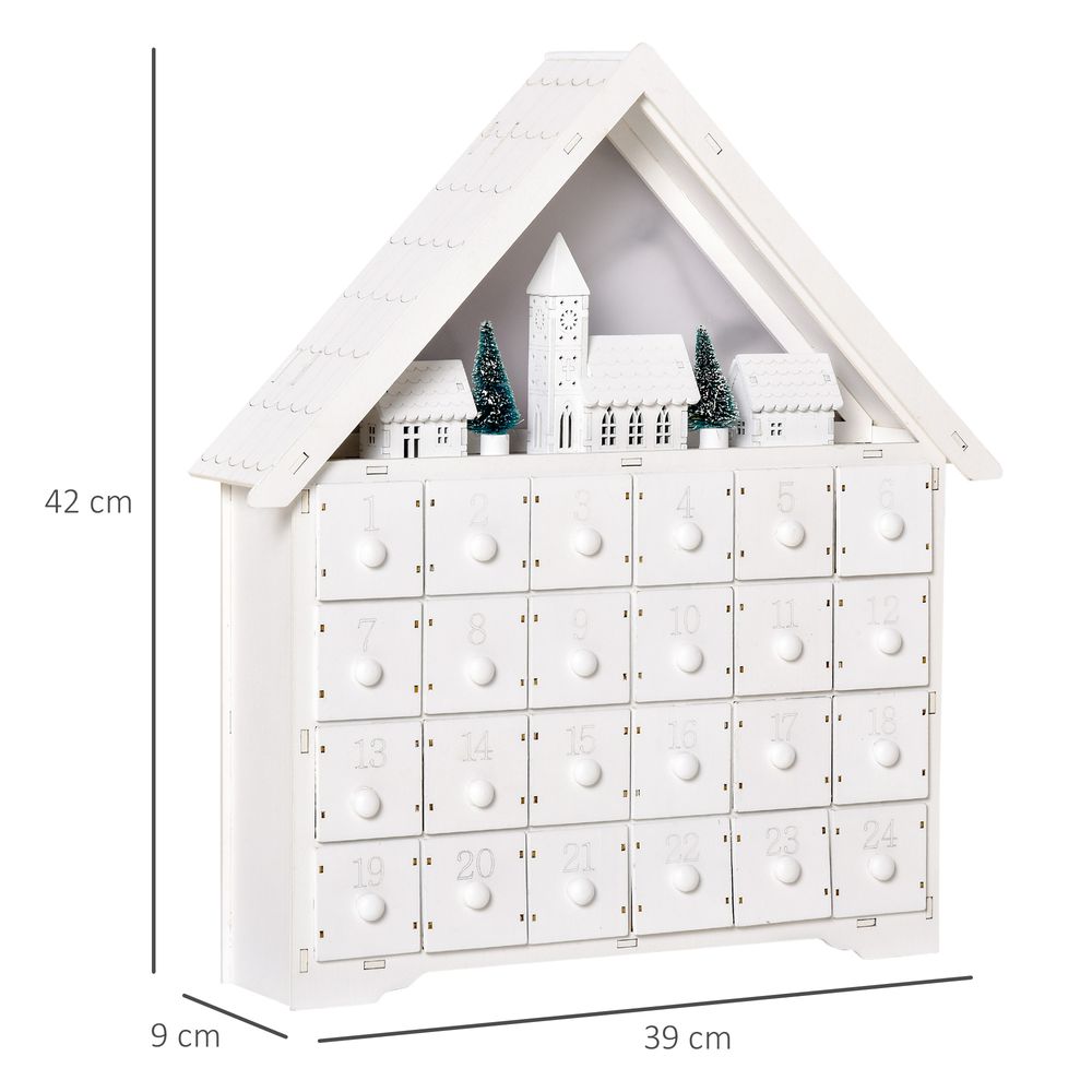 24-Drawer Christmas Wooden Light-Up Advent Calendar