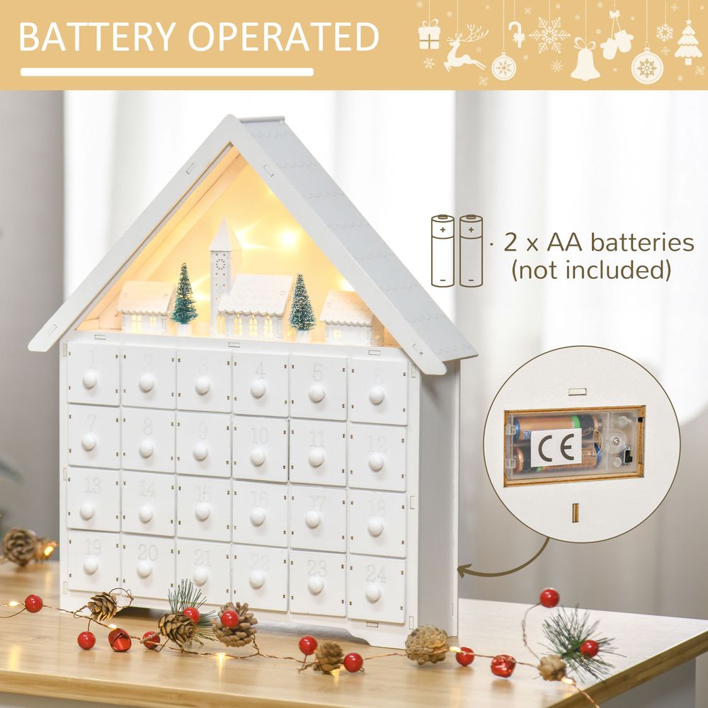 24-Drawer Christmas Wooden Light-Up Advent Calendar