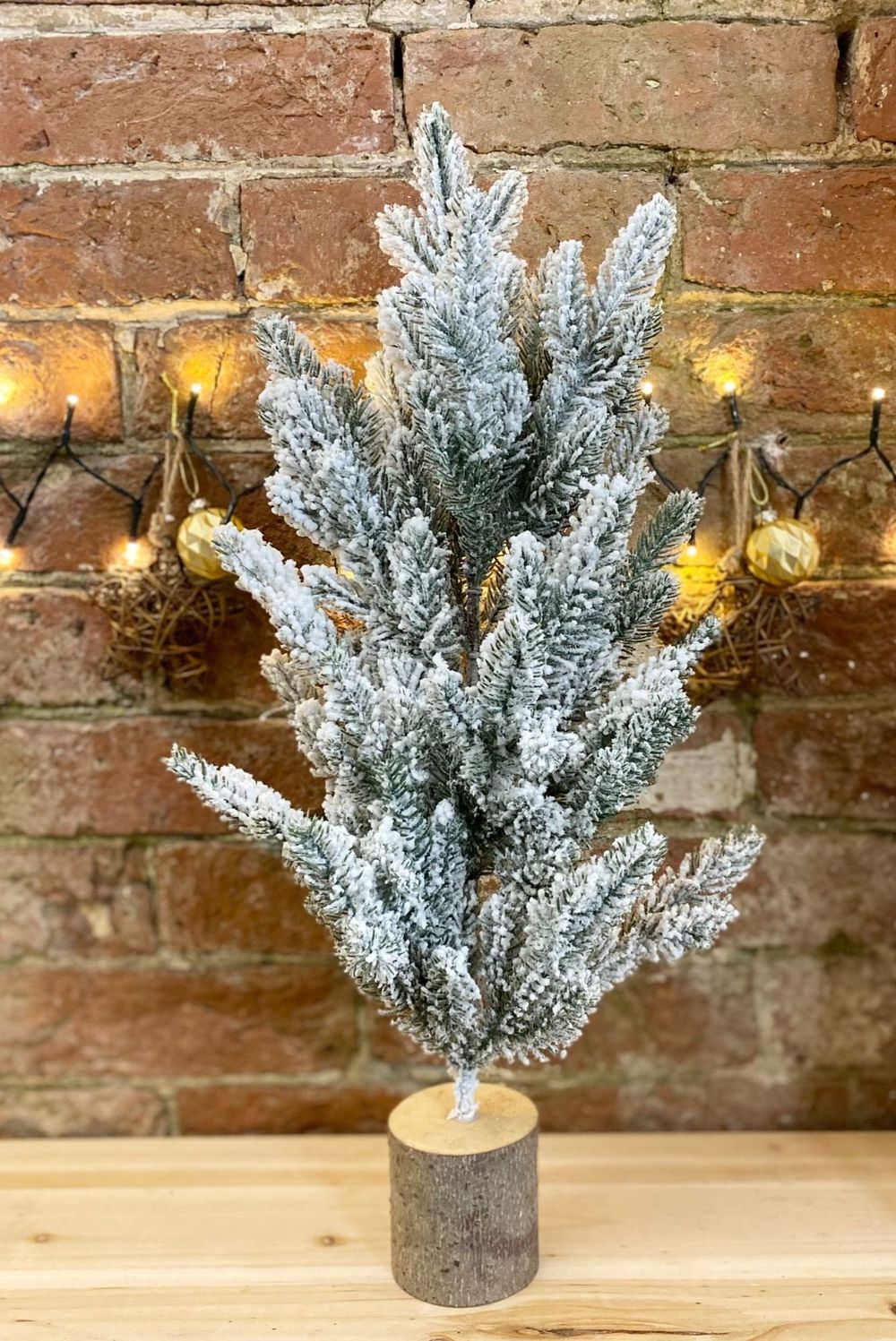 Tall Frosted Christmas Tree In Log (56cm) Decoration