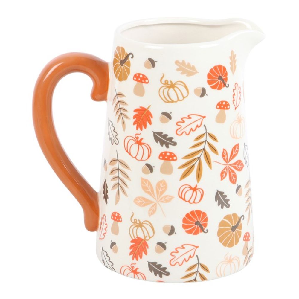 Autumn Leaves and Pumpkins Ceramic Flower Jug