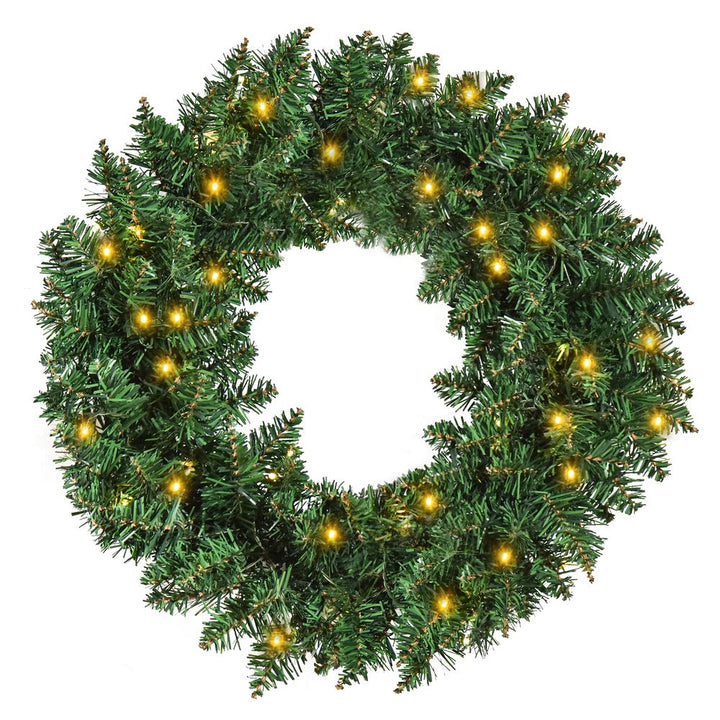 55cm Pre-Lit Xmas Wreath with 50 Warm White LEDs