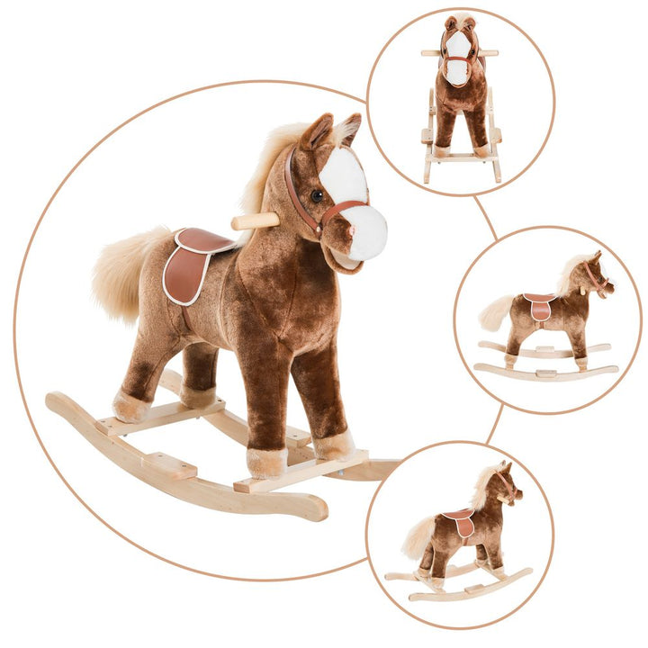 Kids Plush Wooden Rocking Horse