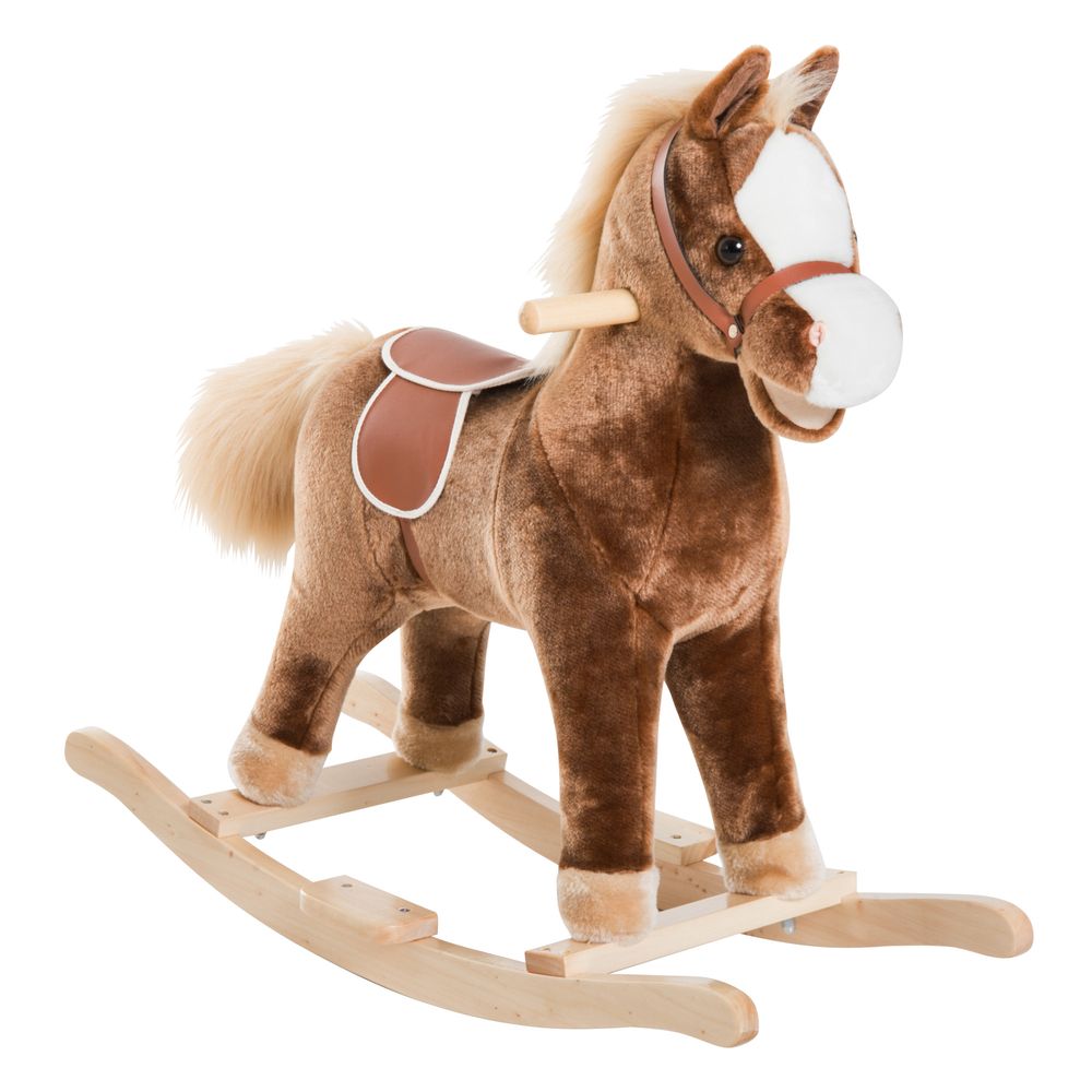 Kids Plush Wooden Rocking Horse