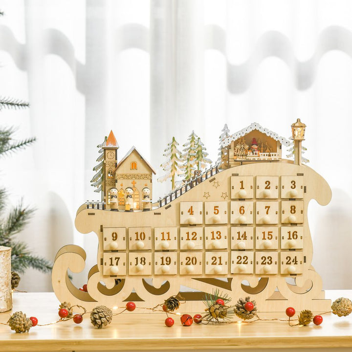 Wooden Sleigh Advent Calendar