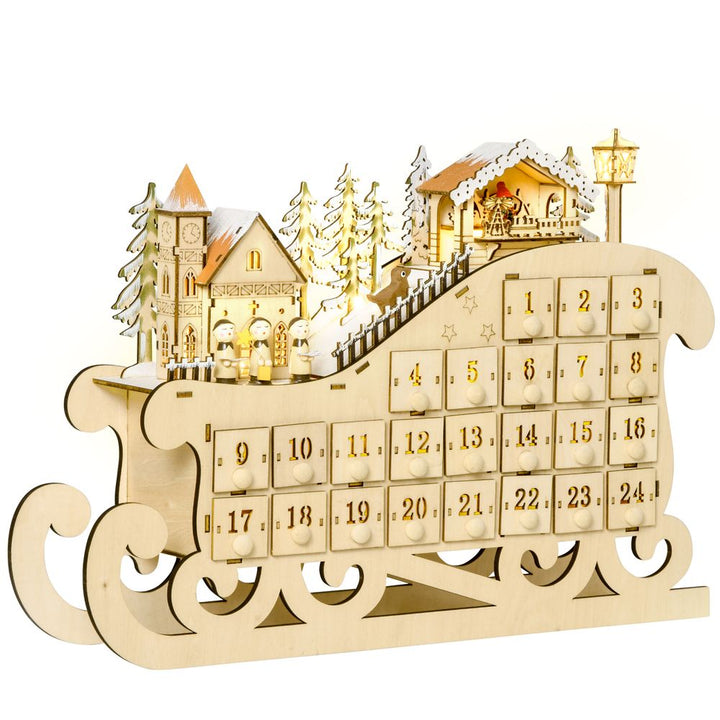 Wooden Sleigh Advent Calendar