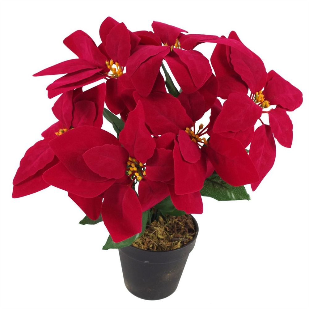 Christmas Red Poinsettia 40cm Copper Hammered Metal Planter