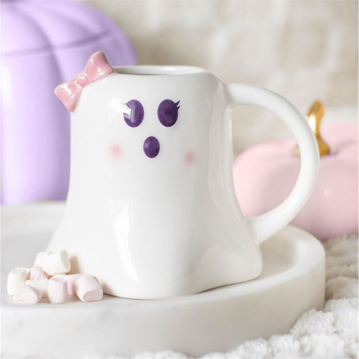 Mrs Boo Ghost Shaped Mug with Bow