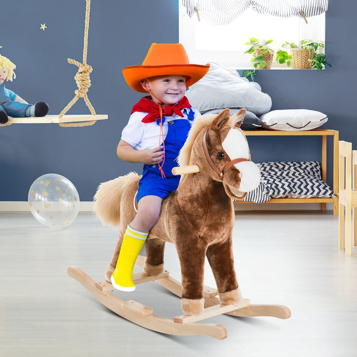 Kids Plush Wooden Rocking Horse