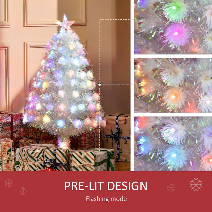 3ft Pre-Lit Artificial (White) Christmas Tree Fibre Optic LED Lights