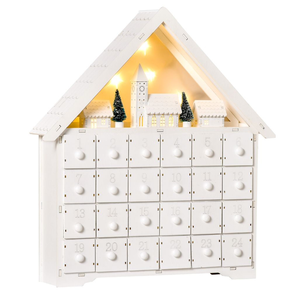 24-Drawer Christmas Wooden Light-Up Advent Calendar