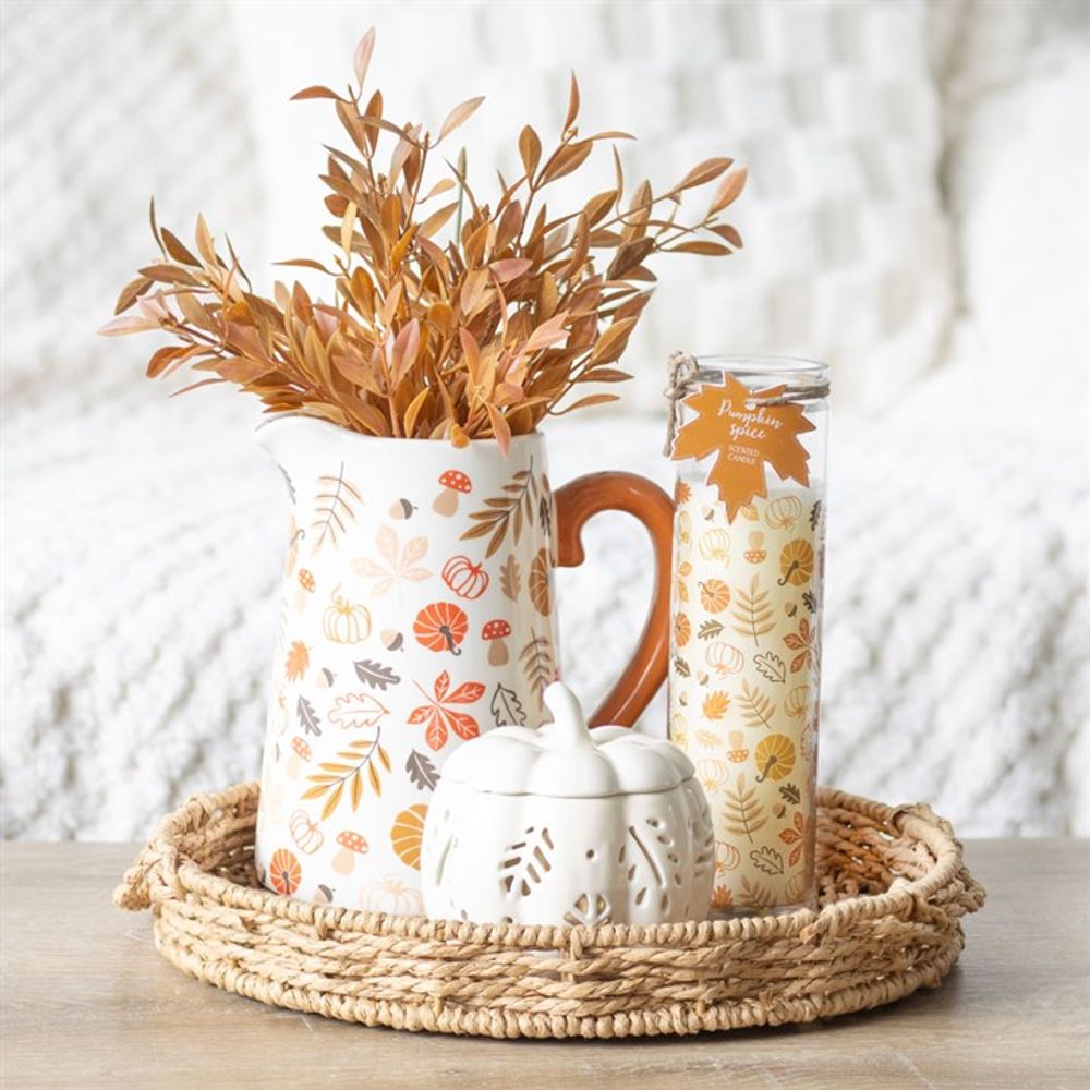 Autumn Leaves and Pumpkins Ceramic Flower Jug