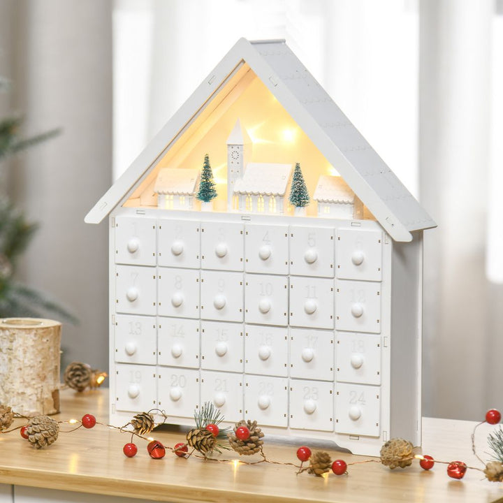 24-Drawer Christmas Wooden Light-Up Advent Calendar