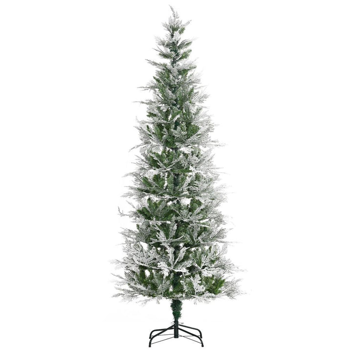 7 Foot Snow Flocked Artificial Christmas Tree (Pencil Shape)