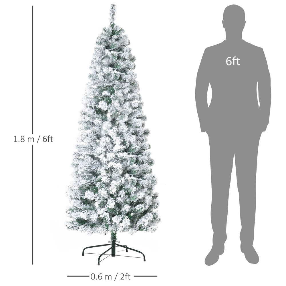 6ft Prelit Artificial Snow Flocked Christmas Tree Warm LED Light