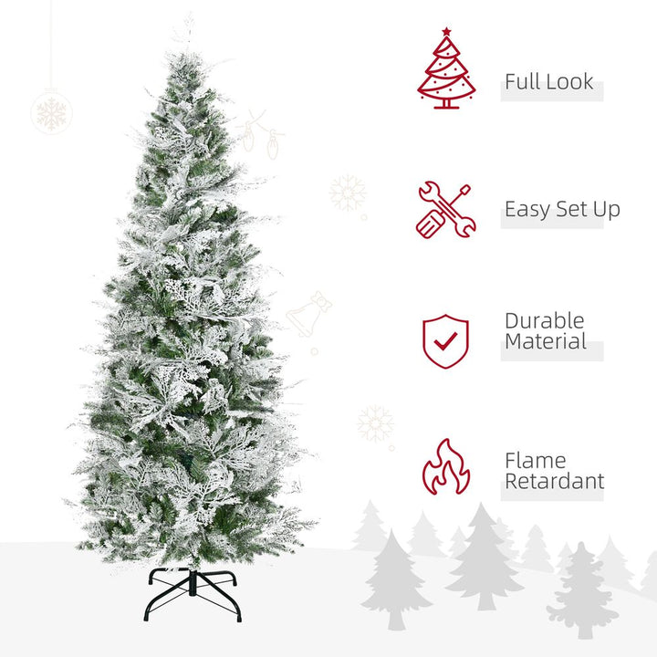 6ft Snow Flocked Artificial Christmas Tree Holiday(Pencil Shape)