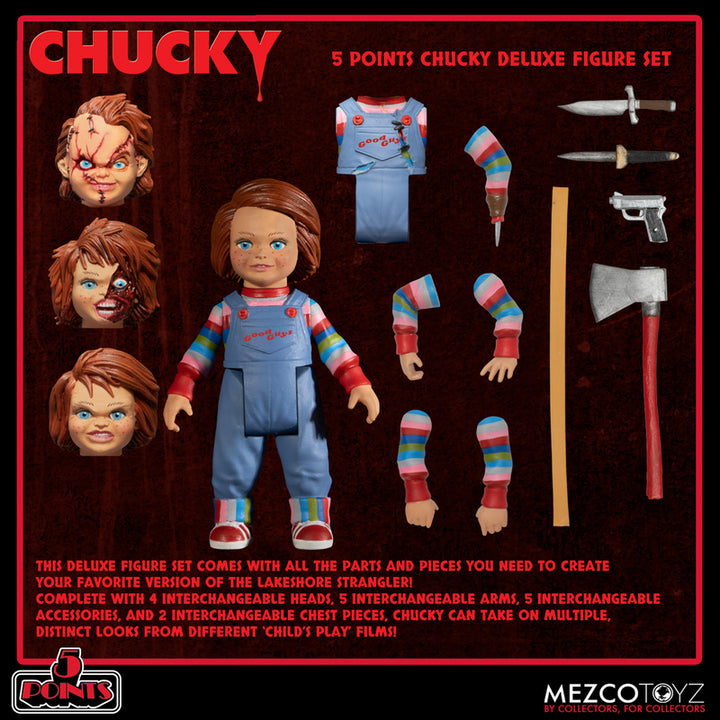 Mezco Child's Play 5 Points Chucky Deluxe Action Figure Set