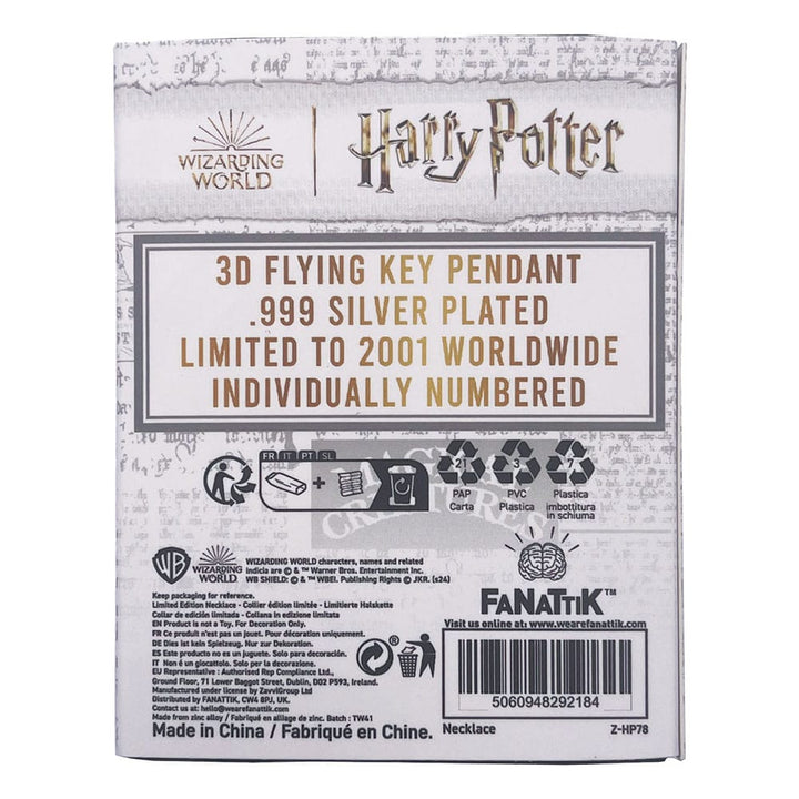 Harry Potter .999 Silver Plated Flying Key Necklace