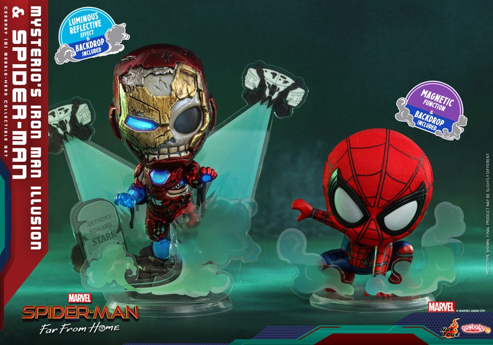 Spider-Man: Far From Home Cosbaby Mini Figures Mysterio's Iron Man Illusion & Spider-Man