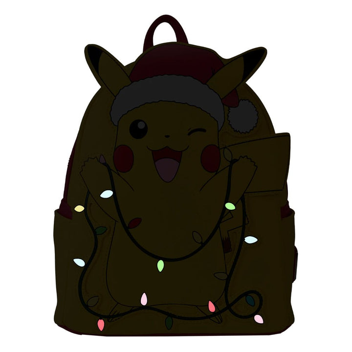 Loungefly Pokémon Santa Pikachu Christmas Lights Light Up Mini Backpack