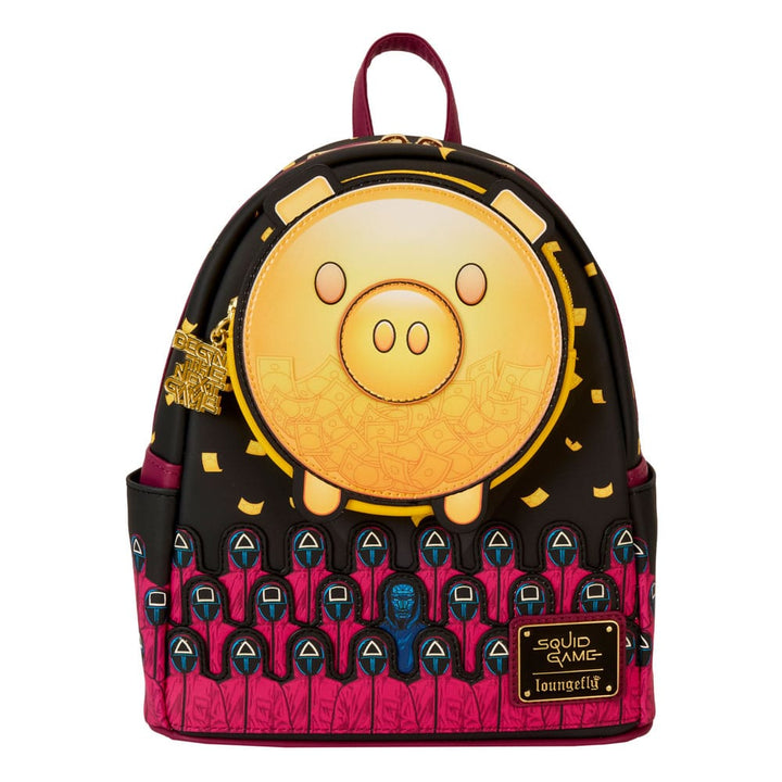 Squid Game Piggy Bank Masked Men Loungefly Glow Mini Backpack