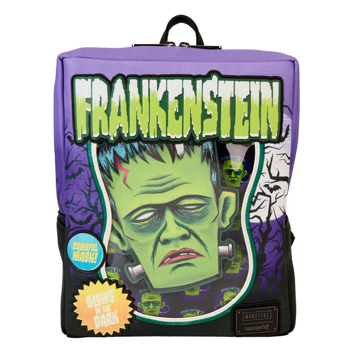 Universal Monsters Frankenstein Mask Glow Loungefly Mini Backpack With Coin Bag