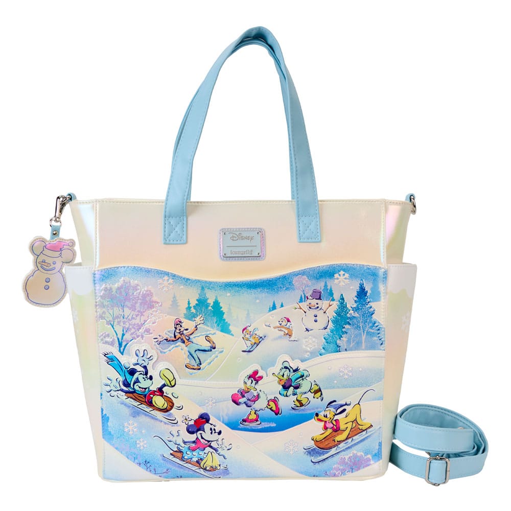 Loungefly Disney Mickey and Friends Winter Wonderland Scene Convertible Backpack & Tote Bag