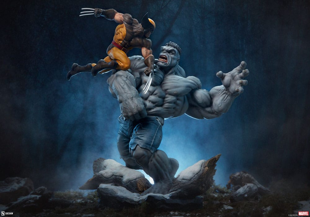 Sideshow Marvel Grey Hulk vs. Wolverine Maquette