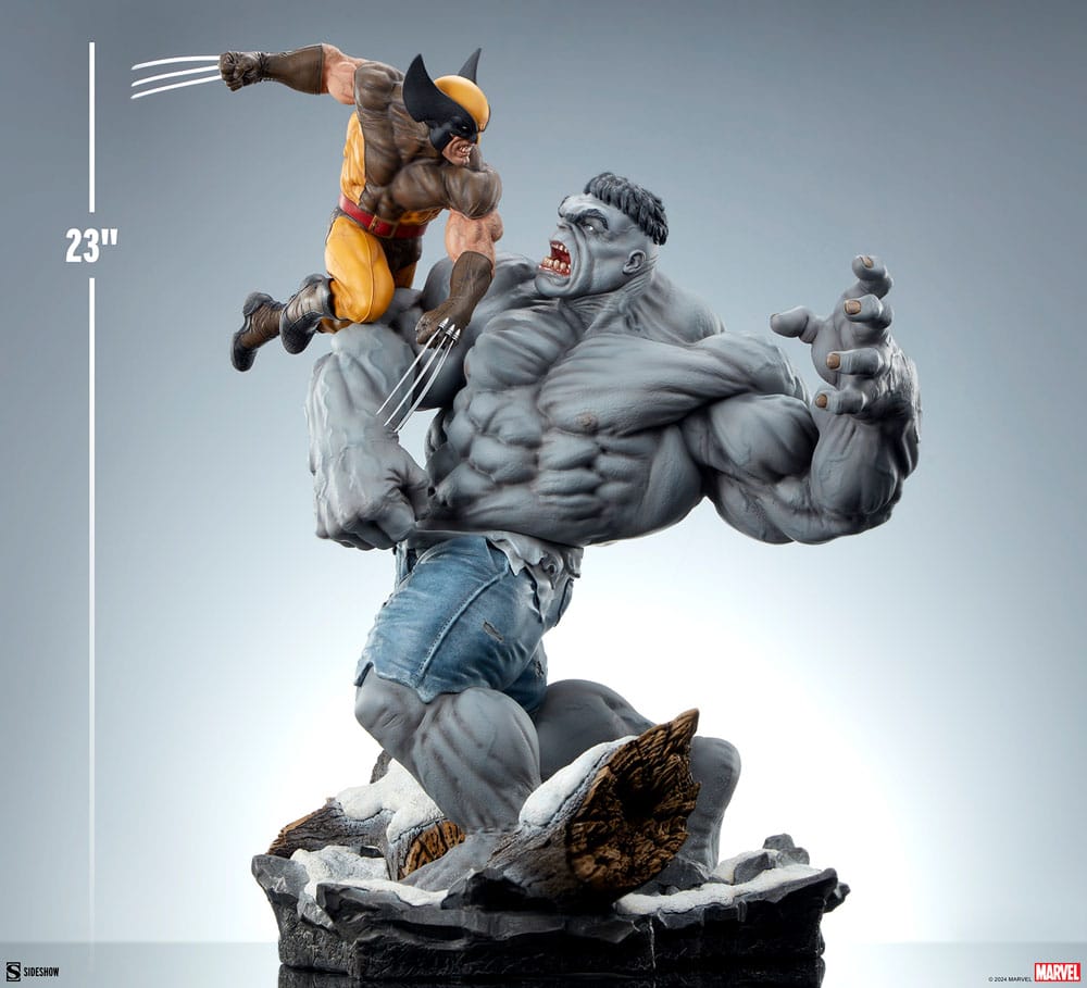 Sideshow Marvel Grey Hulk vs. Wolverine Maquette