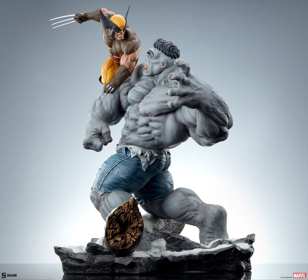 Sideshow Marvel Grey Hulk vs. Wolverine Maquette