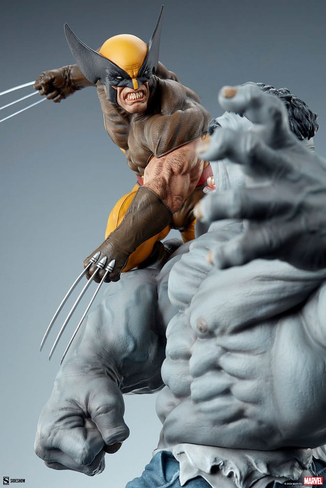 Sideshow Marvel Grey Hulk vs. Wolverine Maquette