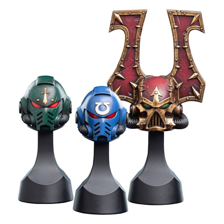 Warhammer 40k Dark Angels, Khorne Berzerker & Ultramarines Miniature Helmet Replicas Bundle