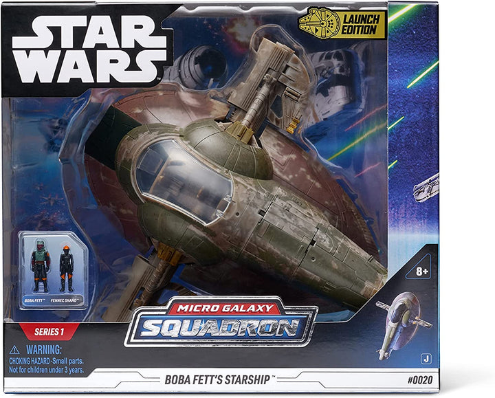 Star Wars 7" Micro Galaxy Squadron - Boba Fett’s Starship Vehicle and Figures