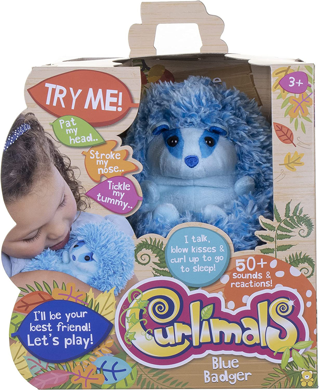 Curlimals Blue The Badger Interactive Soft Toy