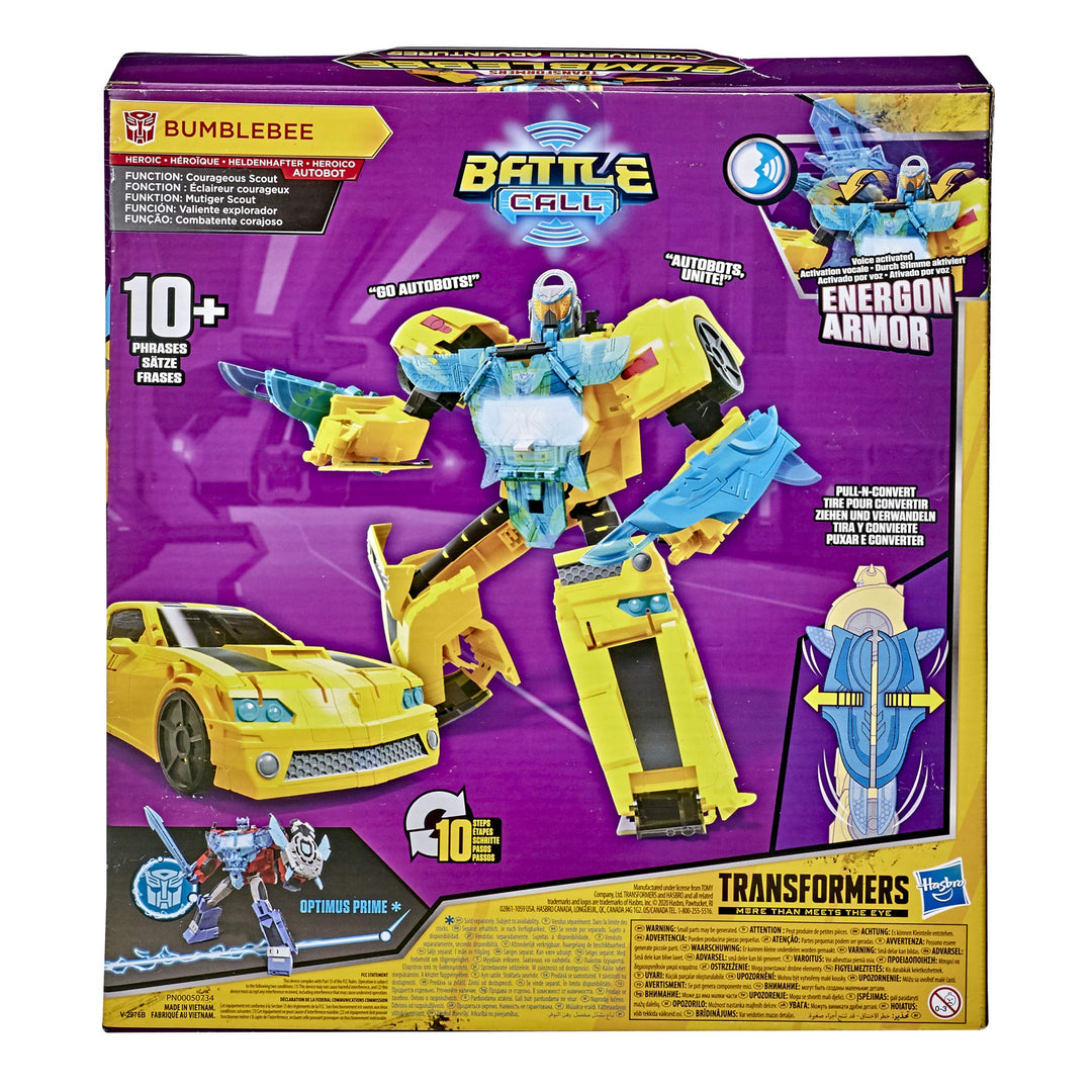 TRANSFORMERS Bumblebee Cyberverse Adventures Battle Call Officer Class Bumblebee, Voice Activated Energon Power Lights and Sounds