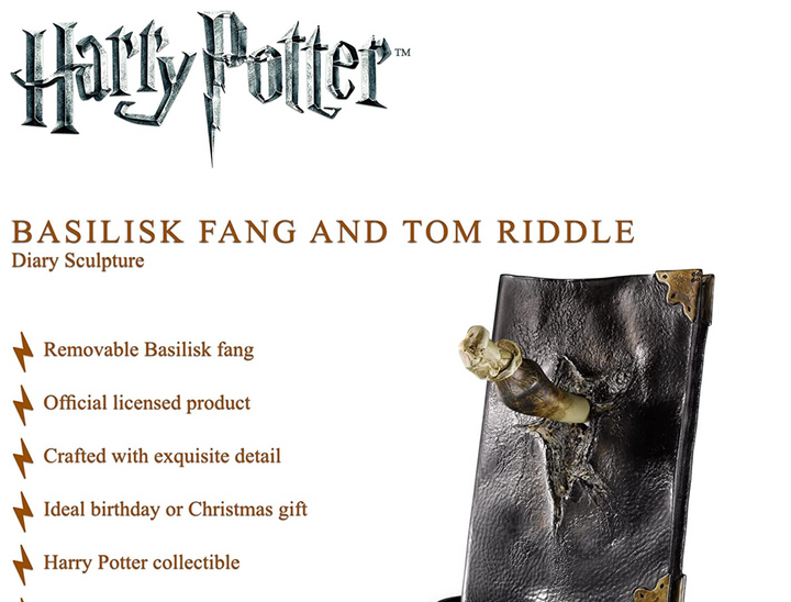 Harry Potter Basilisk Fang and Tom Riddle Diary Sculpture
